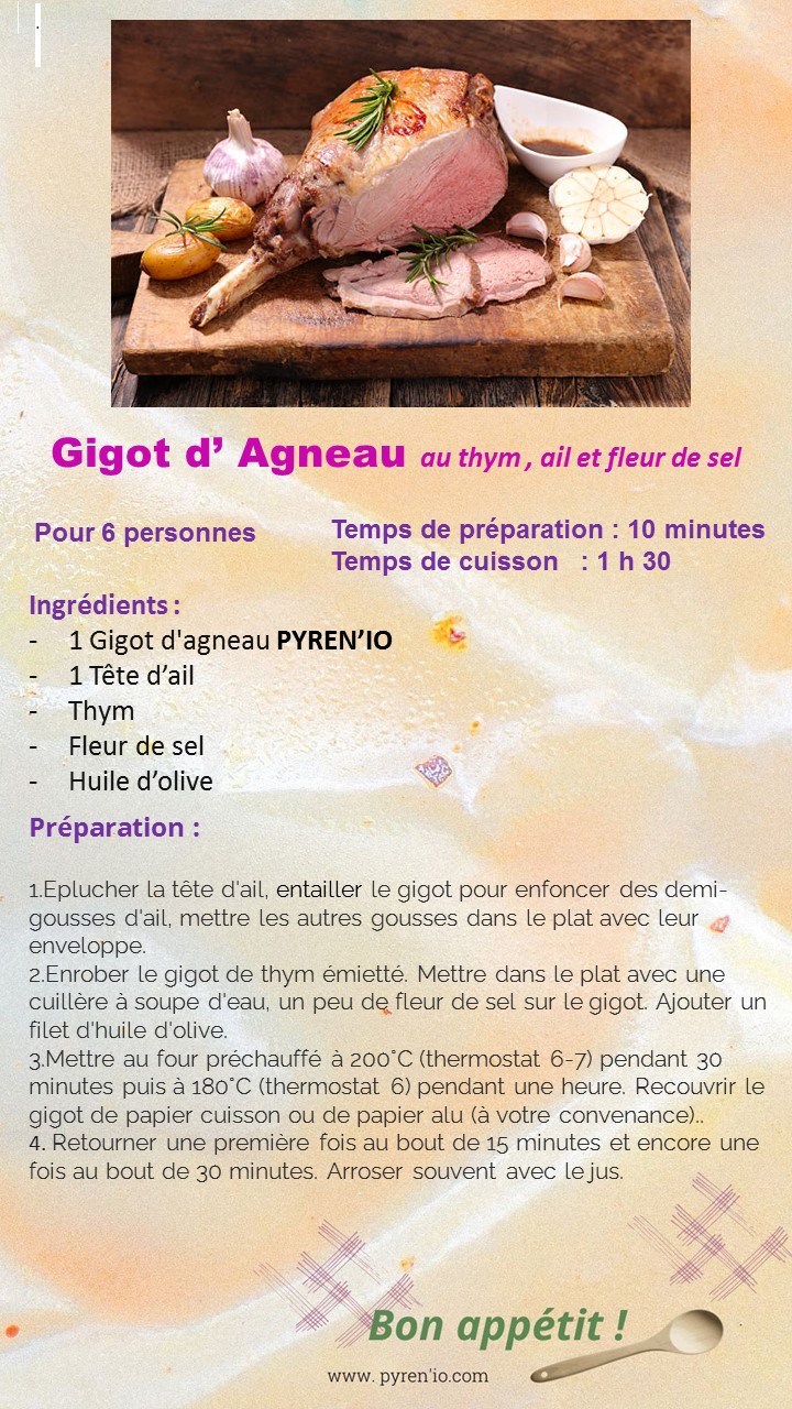 Recette Gigot dagneau thym ail et fleur de sel 20 03 23